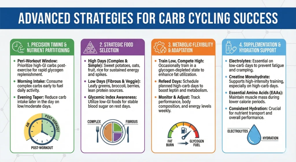 Advanced Strategies for Carb Cycling Success - infographic