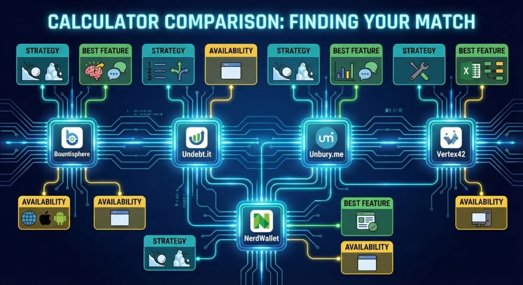 Calculator-Comparison-Table-Finding-Your-Match-infographic Calculator Comparison Table Finding Your Match-infographic-Debt Payoff Calculator