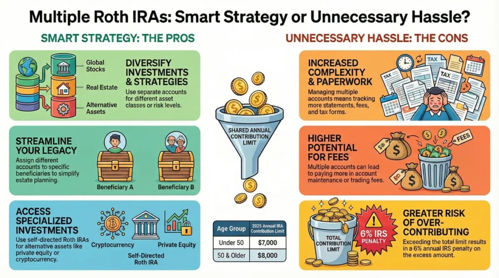 Can You Have Multiple Roth IRAs The Complete Guide to Managing Several Tax-Free Retirement Accounts - infographic