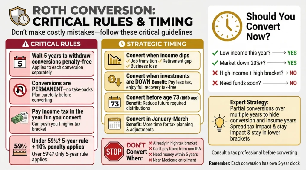 Critical Rules and Strategic Timing for Conversions - Infographic
