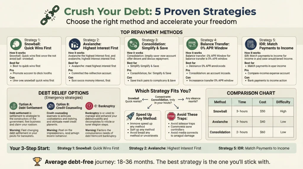 Mastering Loan Repayment and Debt Relief Strategies - infographic