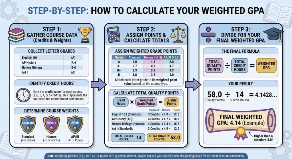 Step-by-Step How to Calculate Your Weighted GPA-infographic