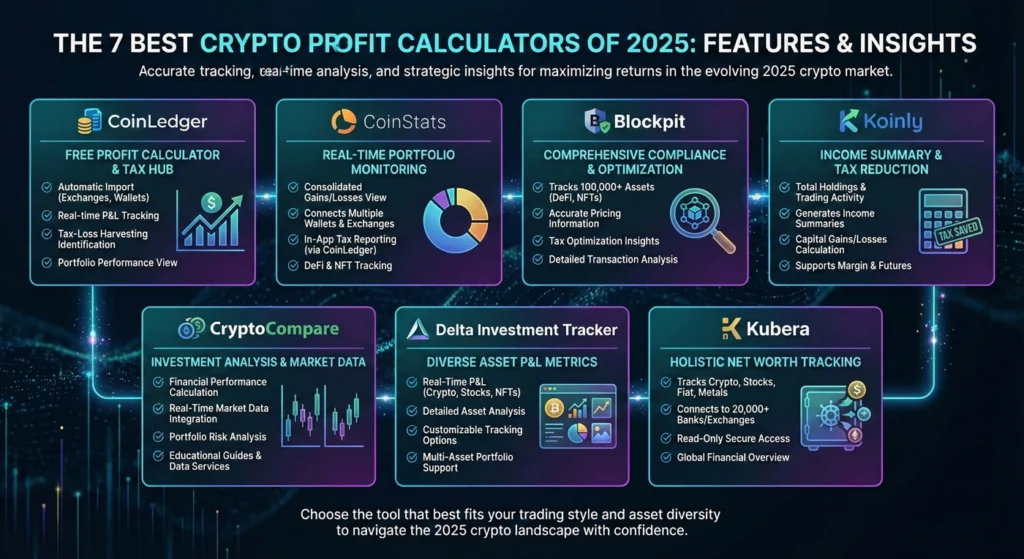 The 7 Best Crypto Profit Calculators of 2025 Accuracy, Tax, and Maximizing ROI - infographic
