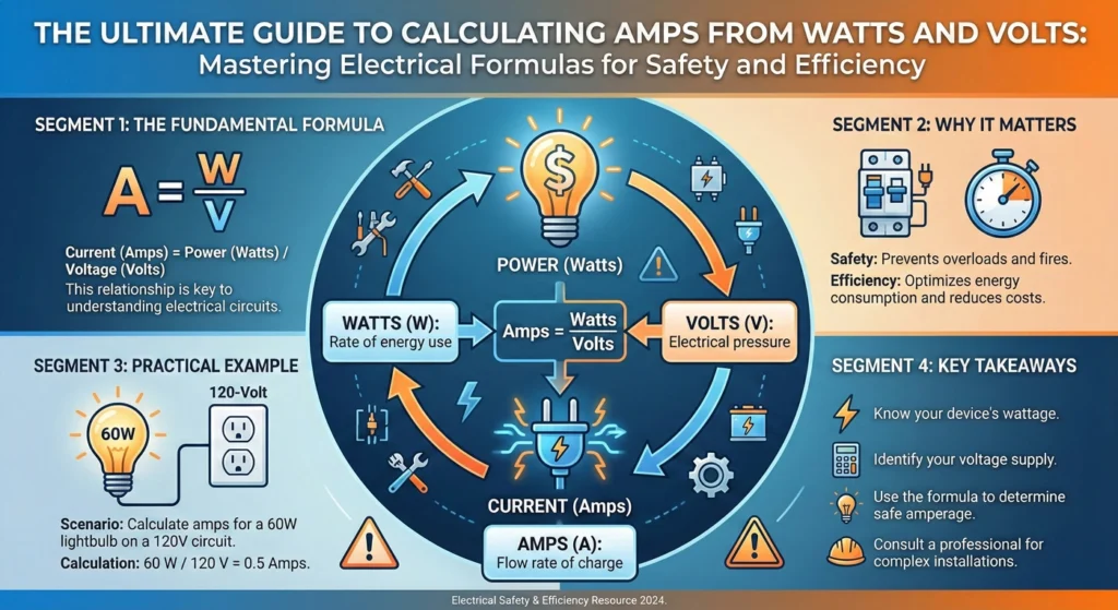 The Ultimate Guide to Calculating Amps from Watts and Volts (Mastering Electrical Formulas for Safety and Efficiency)-infographic